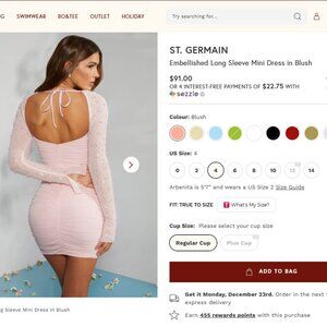 St. Germain  Embellished Long Sleeve Mini Dress in Blush
